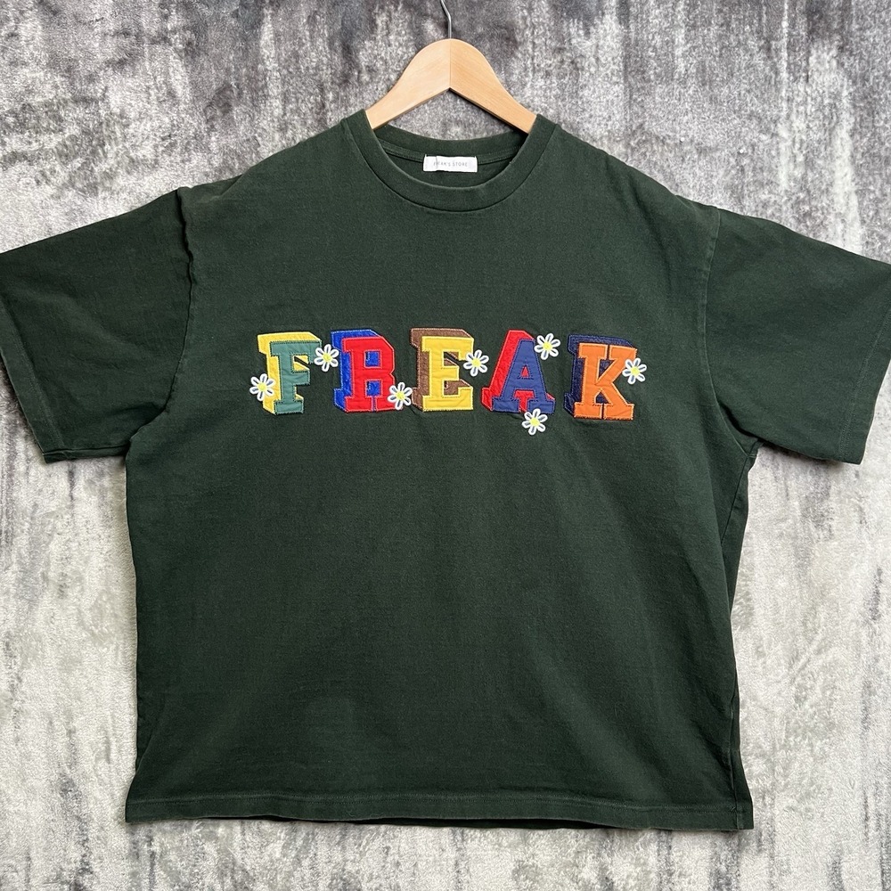 Freak's Store Japan Green Flower Designer Heavyweight Shirt Sz L Embroidered